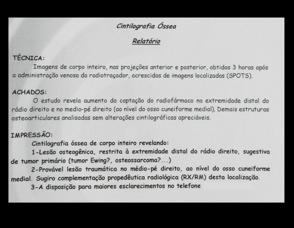 Figura 88: Cintilografia óssea de 22/09/2015, laudo.