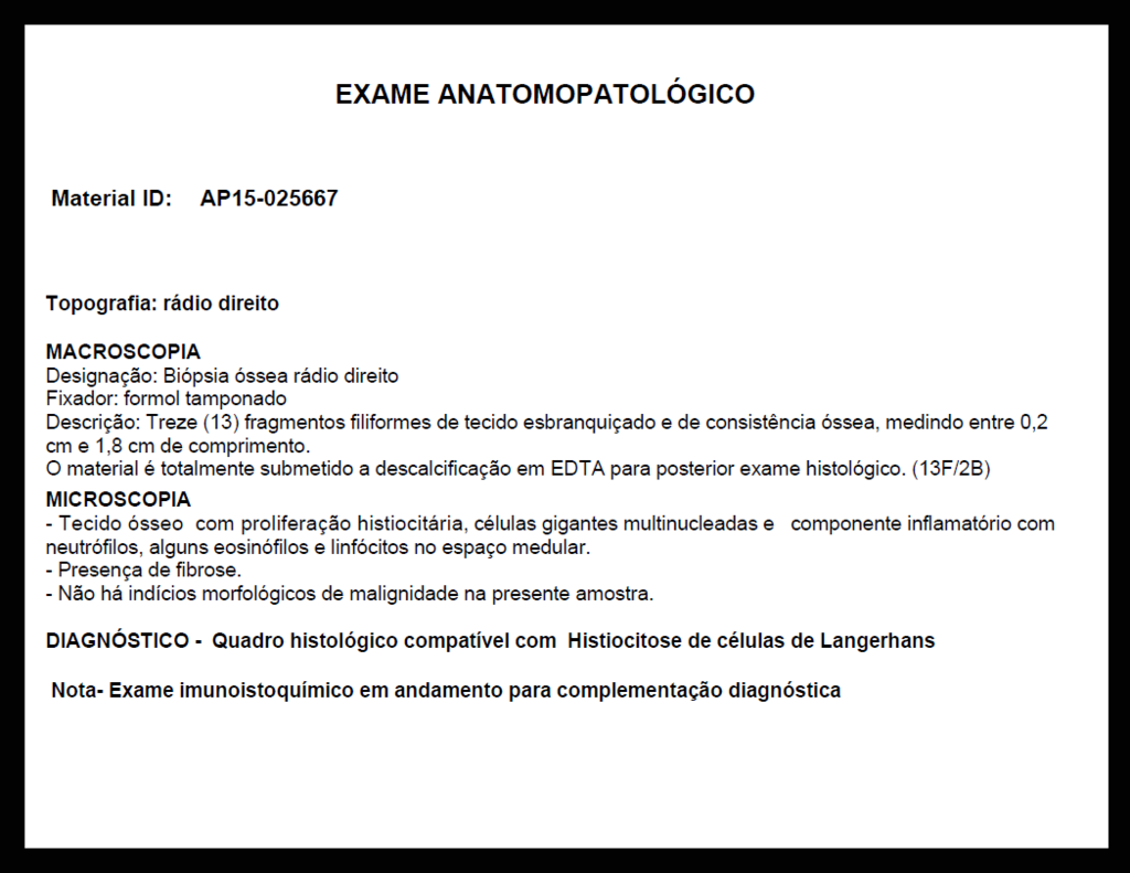 Figura 93: Laudo da anatomia patológica parafina HE.