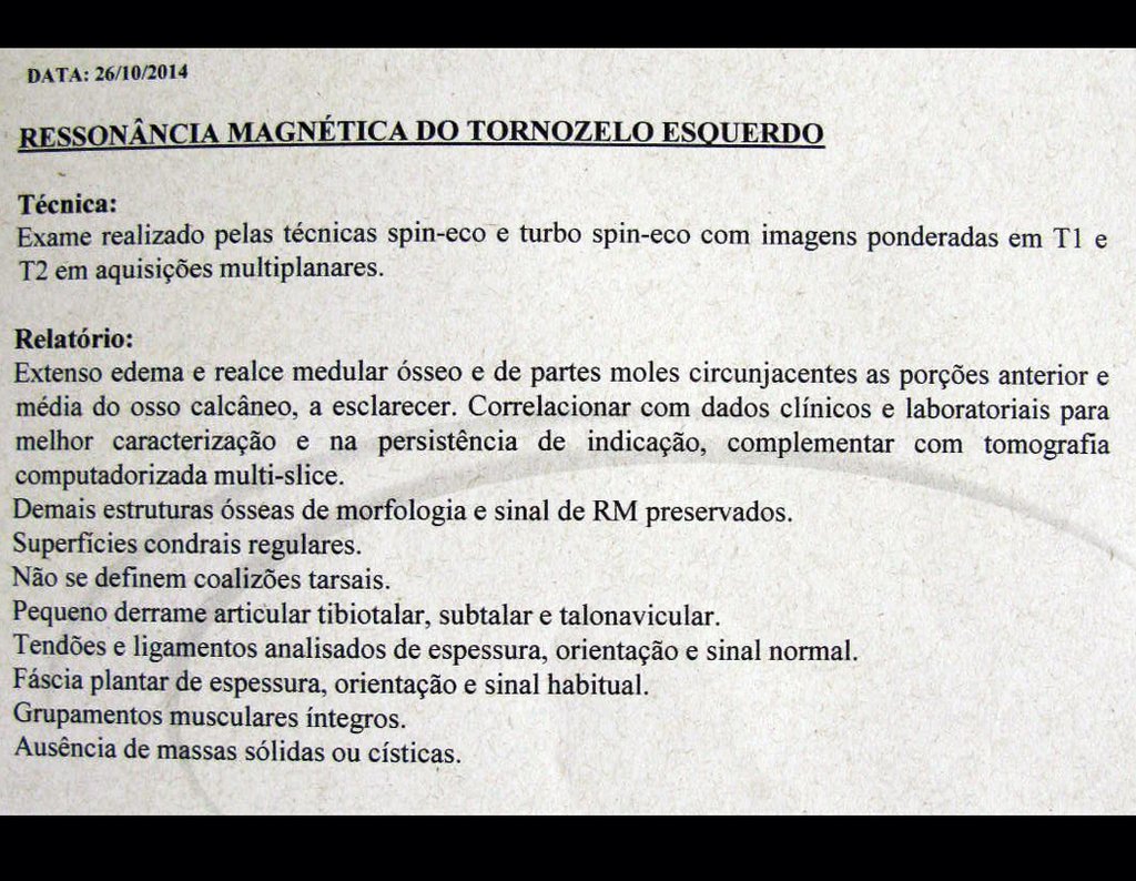 Figura 35: Laudo da ressonância magnética de 26 de outubro de 2014.