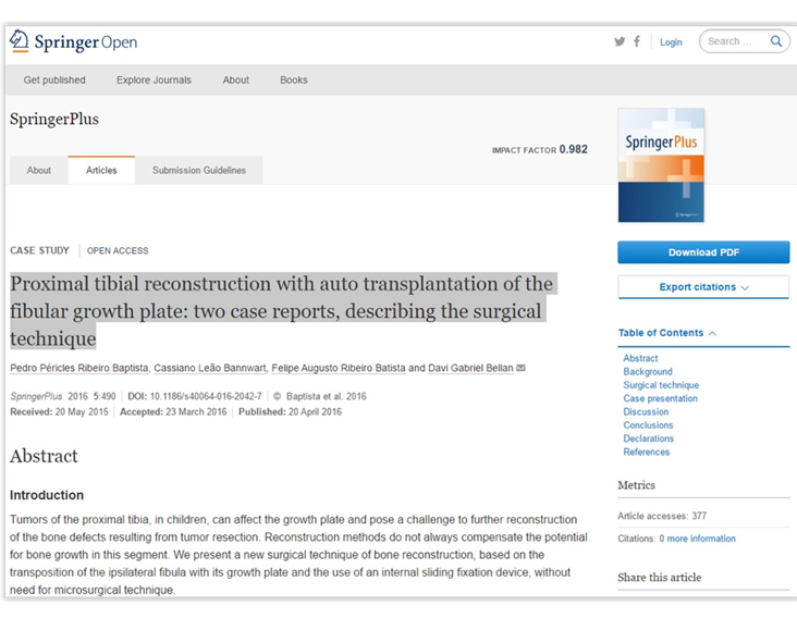 Proximal tibial reconstruction with auto transplantation